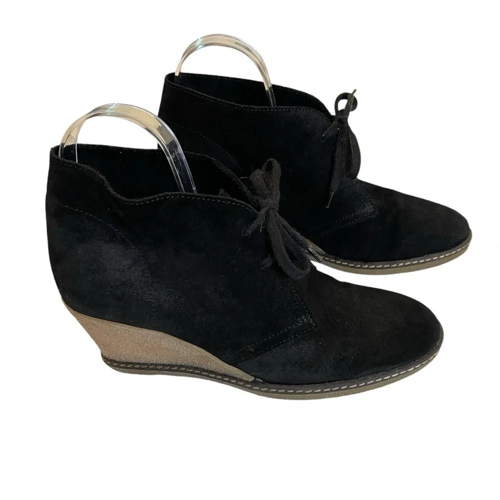 J. Crew Women’s Size 10 Black Suede Wedge Boots. Made in 🇮🇹 Italy. Lace up.